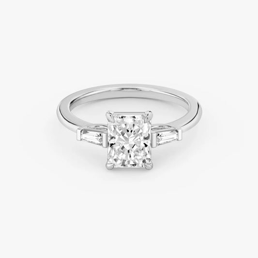 3 Carat Radiant Cut Lab-Created Diamond Three-Stone Engagement Ring in 14k White Gold