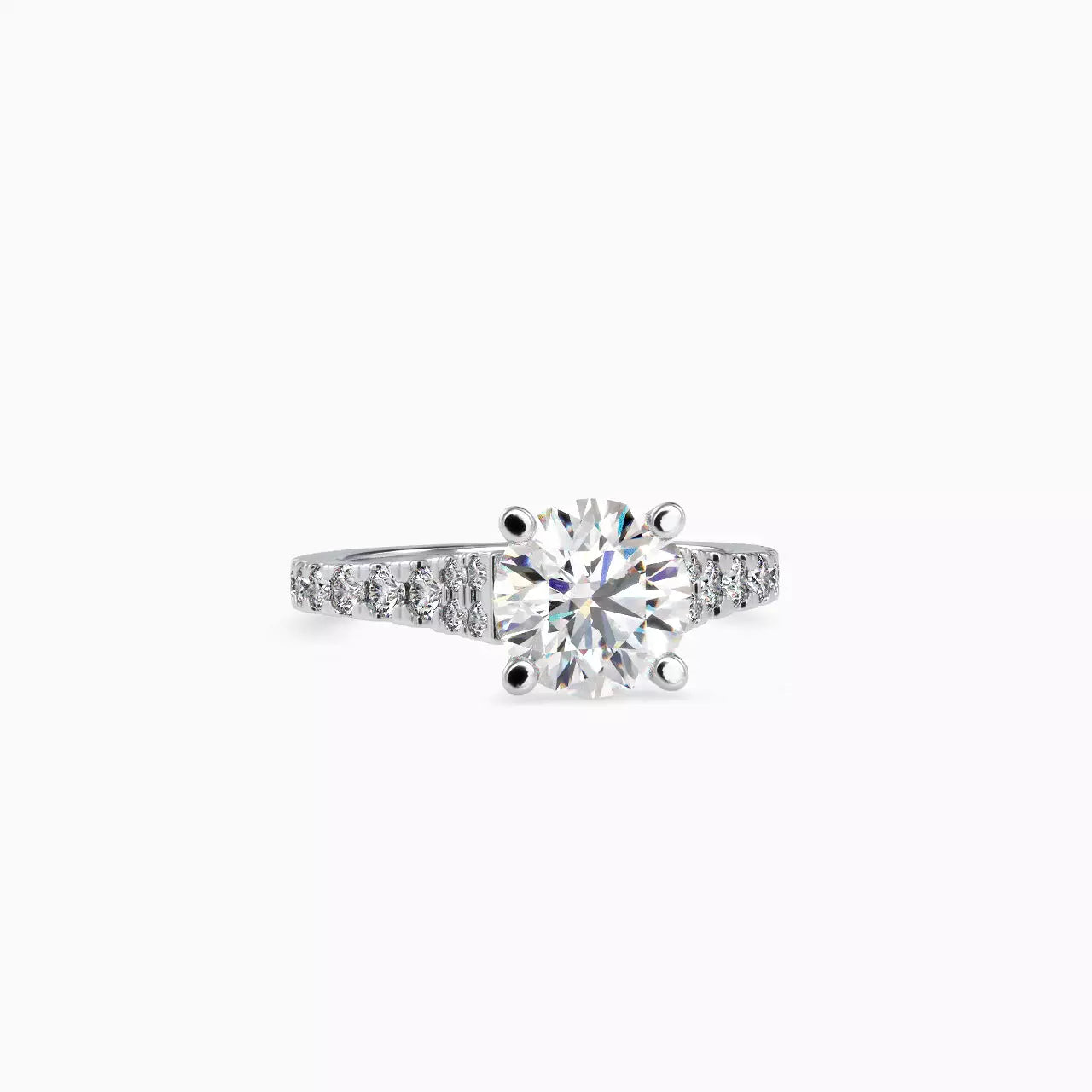 2.91 Carat Round-Cut Solar Diamond Engagement Ring – Certified, 14K Gold