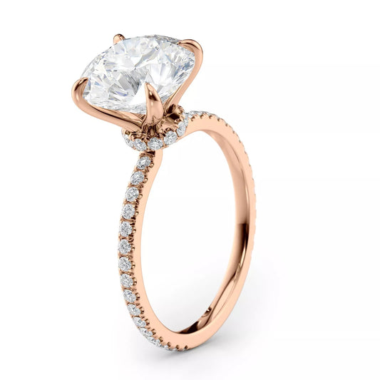 Hidden Halo Lab Grown Diamond Engagement Ring with Pavé Band