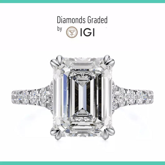 IGI Certified 2.40 Carat Emerald E VS1 Lab Grown Diamond Ring Platinum 900