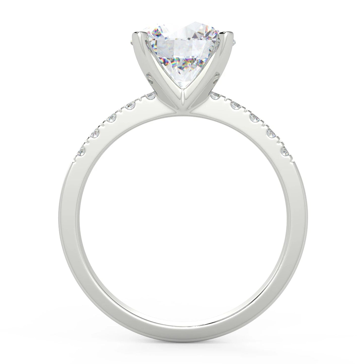 2.15 Ct Round Cut VS2/E Solitaire Pave Diamond Engagement Ring 14K White Gold