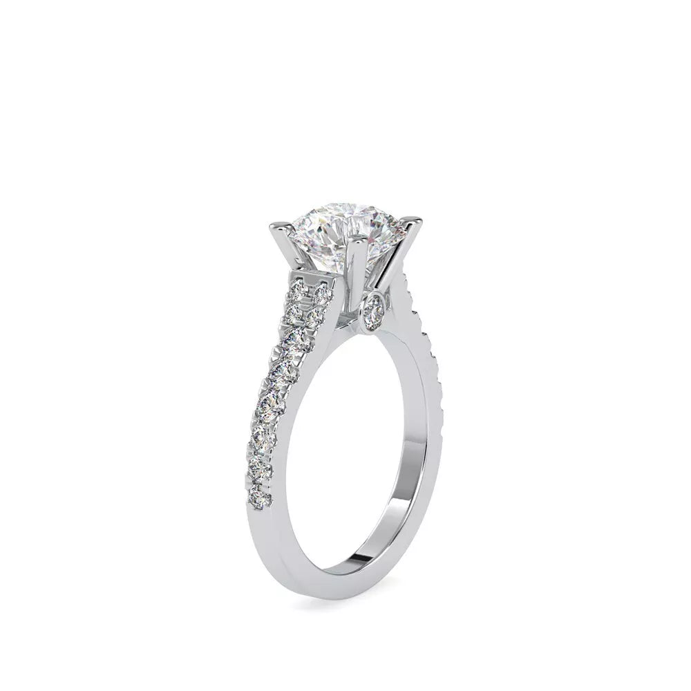2.91 Carat Round-Cut Solar Diamond Engagement Ring – Certified, 14K Gold