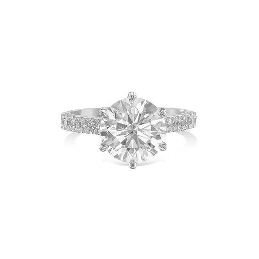 3.35 Carat Round-Cut Diamond Engagement Ring – Certified, 14K Gold