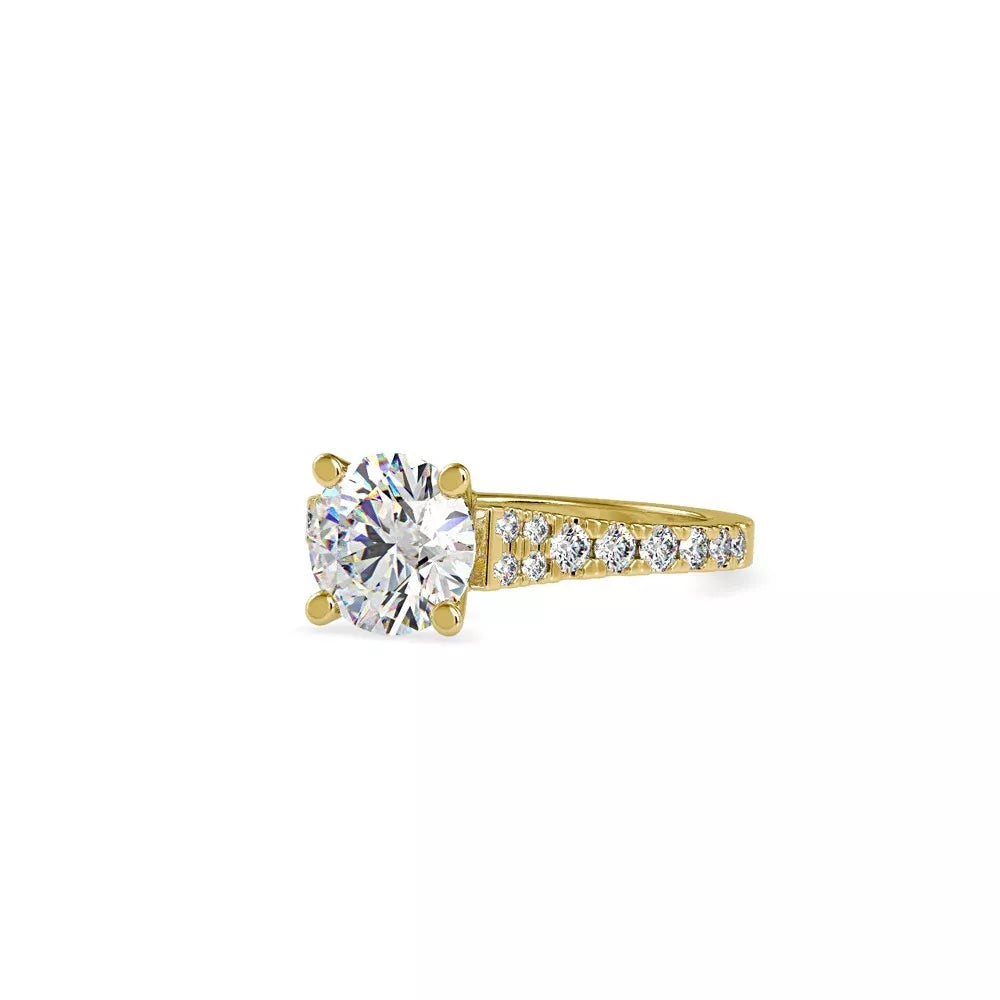 2.91 Carat Round-Cut Solar Diamond Engagement Ring – Certified, 14K Gold