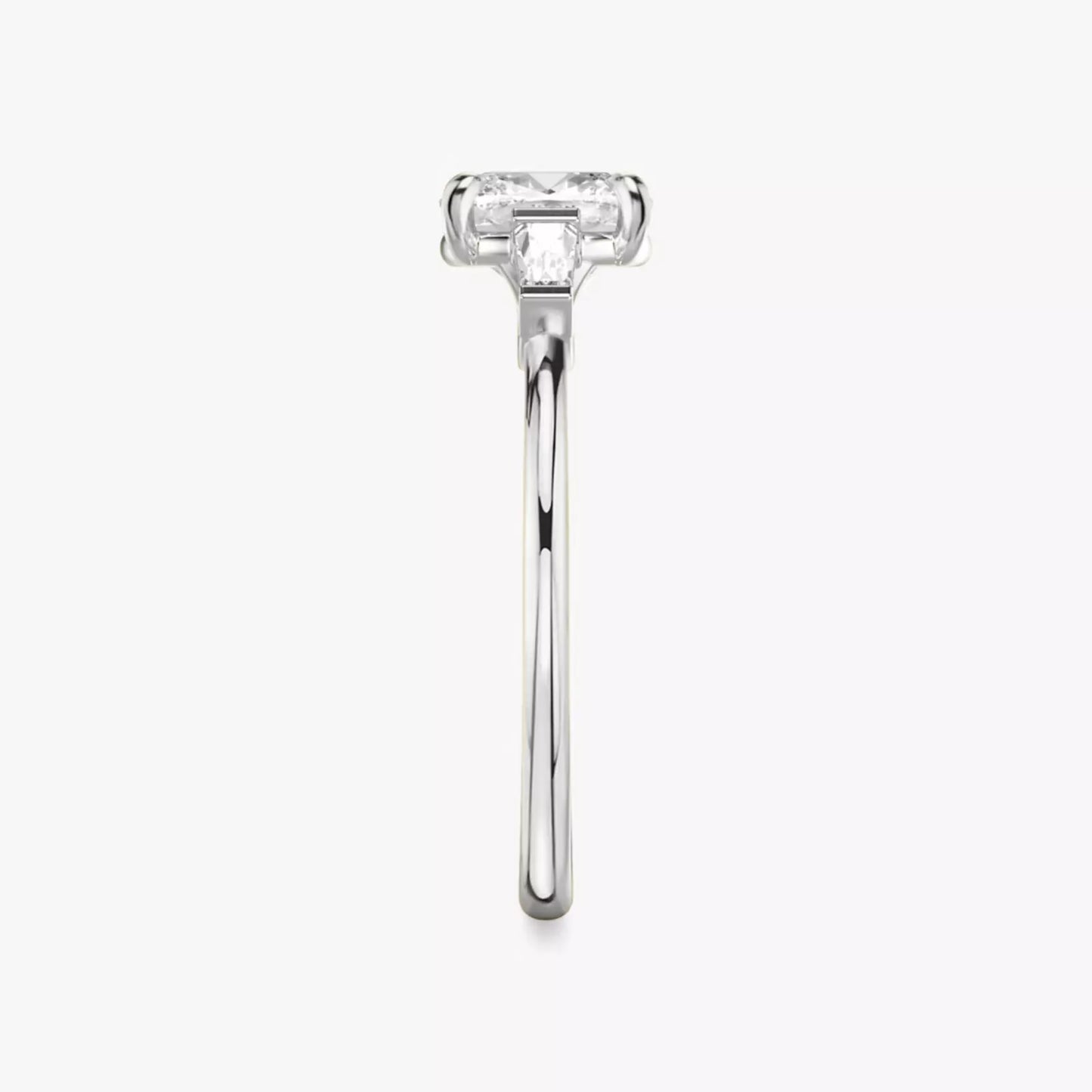 3 Carat Cushion-Cut Lab-Created Diamond Three-Stone Engagement Ring in 14k White Gold