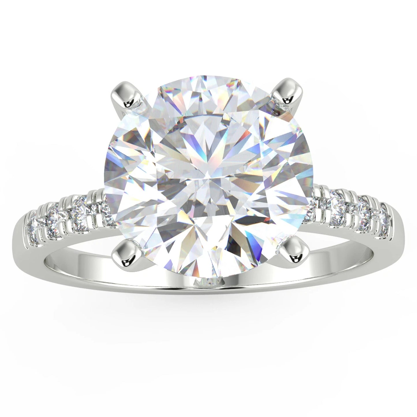 2.15 Ct Round Cut VS2/E Solitaire Pave Diamond Engagement Ring 14K White Gold