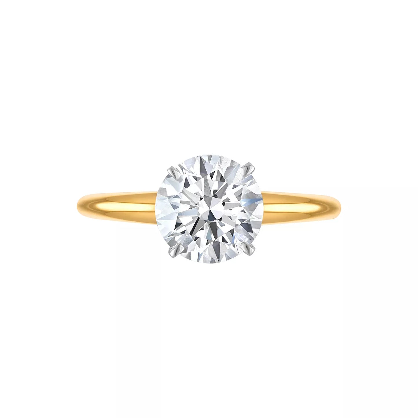 Certified Lab Grown Diamond Engagement Ring  Round Cut in 14k Yellow or White Gold
