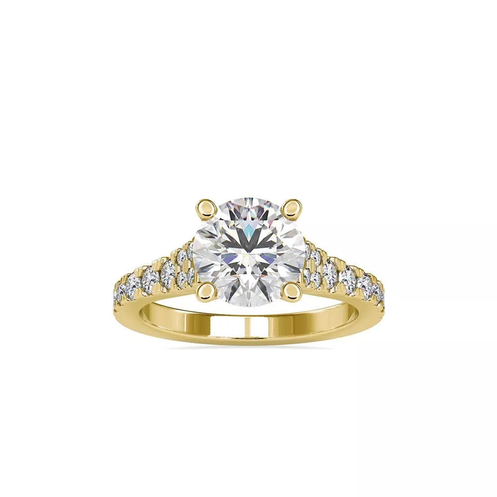 2.91 Carat Round-Cut Solar Diamond Engagement Ring – Certified, 14K Gold