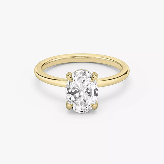 4 Carat Oval Cut Lab-Created Diamond Hidden Halo Engagement Ring in 14k Yellow Gold