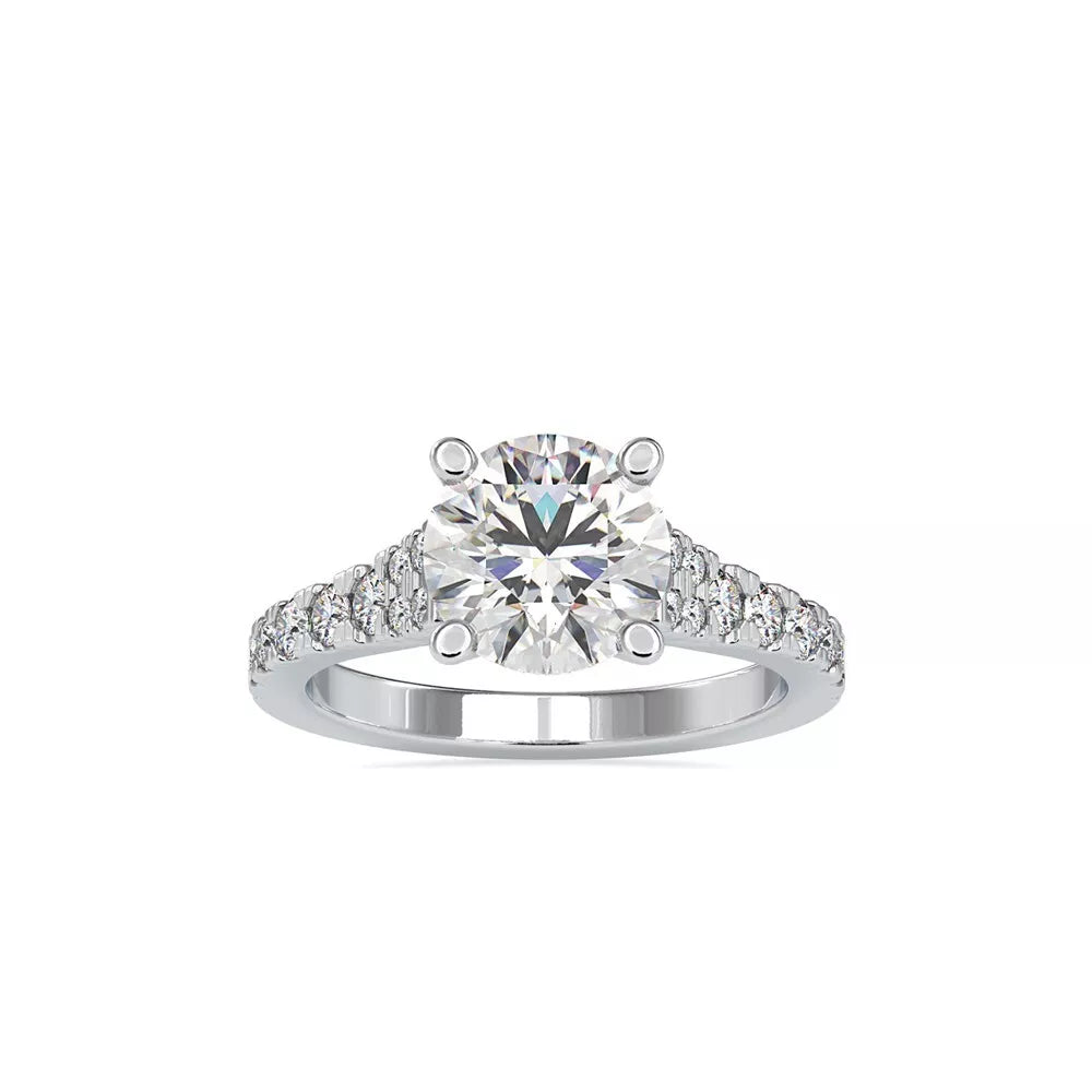2.91 Carat Round-Cut Solar Diamond Engagement Ring – Certified, 14K Gold