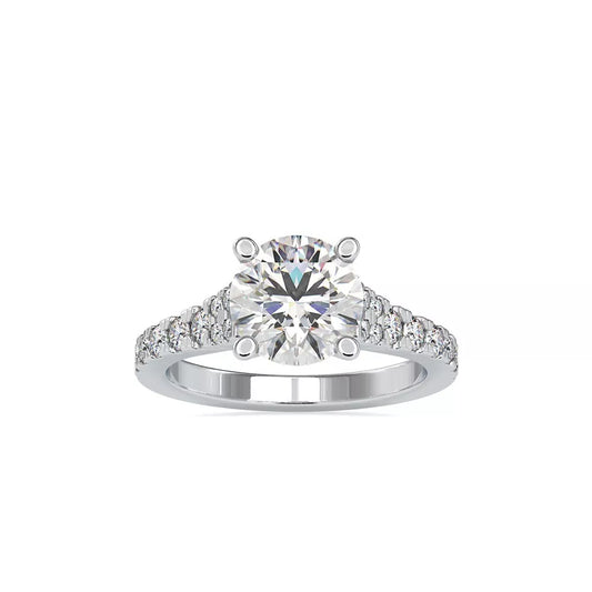 2.91 Carat Round-Cut Solar Diamond Engagement Ring – Certified, 14K Gold