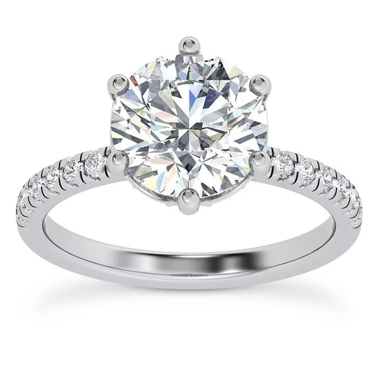 3 Carat Round-Cut Solar Diamond Engagement Ring – Certified, 14K White, Yellow, or Rose Gold