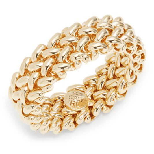 Saks Fifth Avenue Made in Italy Women's 18K Goldplated Sterling Silver Tessere Band Ring - Future Jewelry