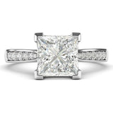 Princess Cut Lab Grown Diamond Ring, 14K White Gold