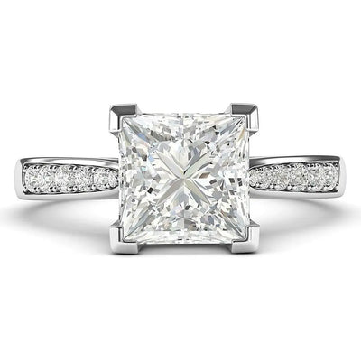 Princess Cut Lab Grown Diamond Ring, 14K White Gold