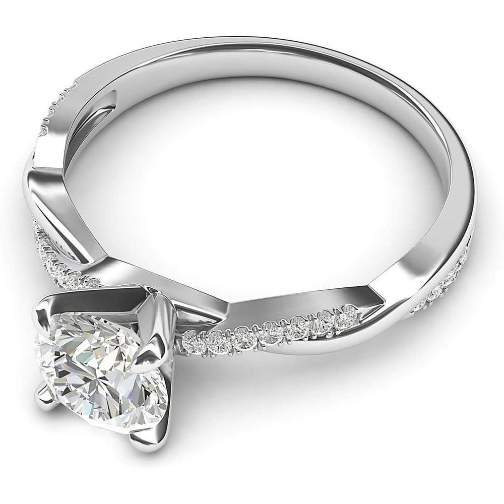 Solid 14k White Gold 4 - Prong Petite Twisted Vine 1.0 CT Lab Grown Diamond Engagement Ring Promise Bridal Ring - Future Jewelry