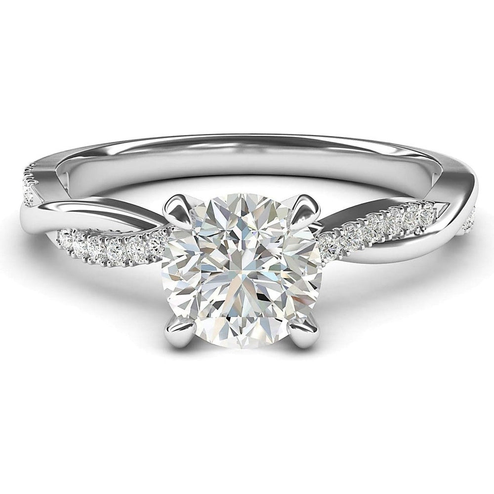 Solid 14k White Gold 4 - Prong Petite Twisted Vine 1.0 CT Lab Grown Diamond Engagement Ring Promise Bridal Ring - Future Jewelry