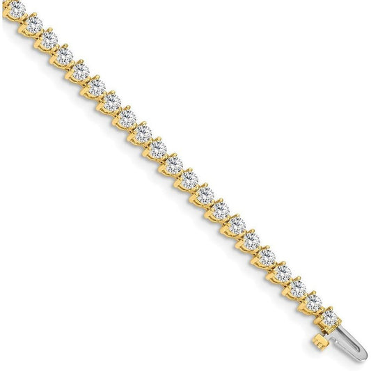 Solid 14k Yellow Gold Lab Grown Round Diamond Classic Tennis Bracelet (Width = 3mm) (4.32 cttw.) - Future Jewelry