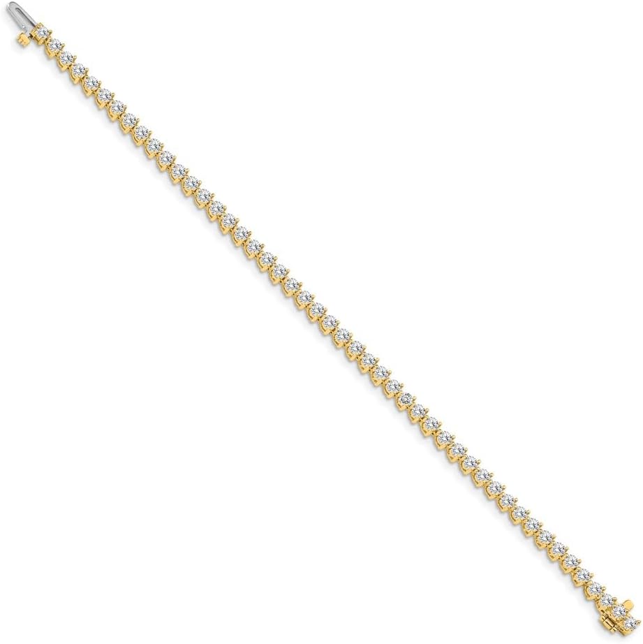 Solid 14k Yellow Gold Lab Grown Round Diamond Classic Tennis Bracelet (Width = 3mm) (4.32 cttw.) - Future Jewelry