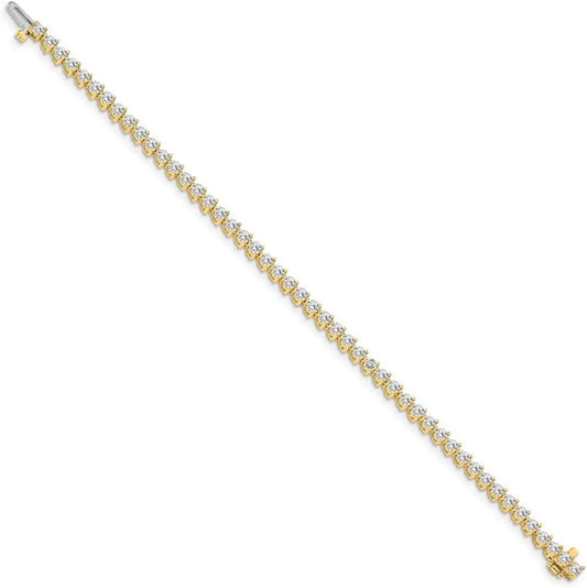 Solid 14k Yellow Gold Lab Grown Round Diamond Classic Tennis Bracelet (Width = 3mm) (4.32 cttw.) - Future Jewelry