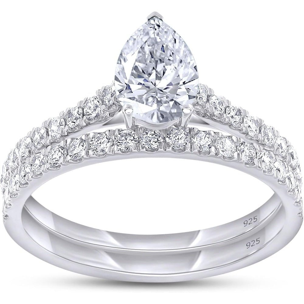 Solitaire Bridal Set Ring Lab Grown Diamond Engagement Wedding Ring For Women 14k Gold Over 925 Sterling Silver Jewelry Gifts For Her - Future Jewelry