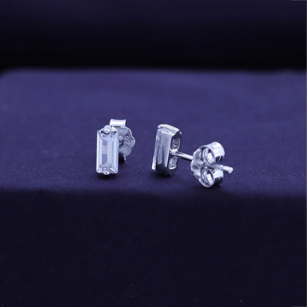 Solitaire Stud Earrings For Women, Baguette Cut White Lab Grown Diamond Ear Studs Push Back Earrings In 14K Gold Over Sterling Silver - Future Jewelry