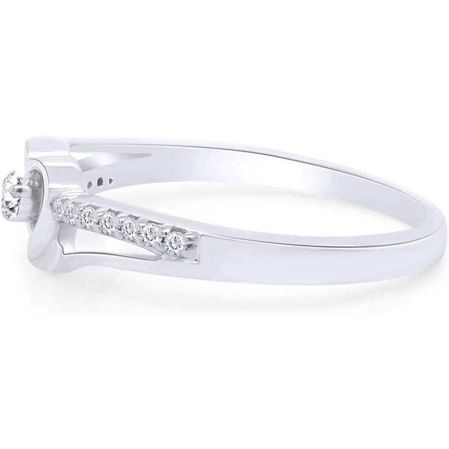 Split Shank Heart Bypass Promise Ring, Round Lab Grown Diamond Or Natural Diamond Engagement Ring for Women In 14k Gold Over Sterling Silver ( - Future Jewelry