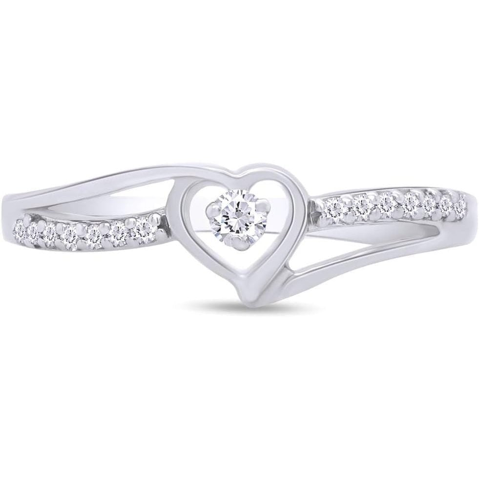 Split Shank Heart Bypass Promise Ring, Round Lab Grown Diamond Or Natural Diamond Engagement Ring for Women In 14k Gold Over Sterling Silver ( - Future Jewelry