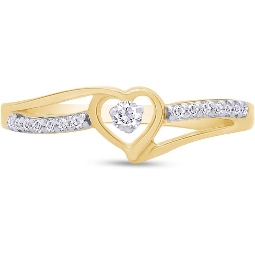 Split Shank Heart Bypass Promise Ring, Round Lab Grown Diamond Or Natural Diamond Engagement Ring for Women In 14k Gold Over Sterling Silver ( - Future Jewelry
