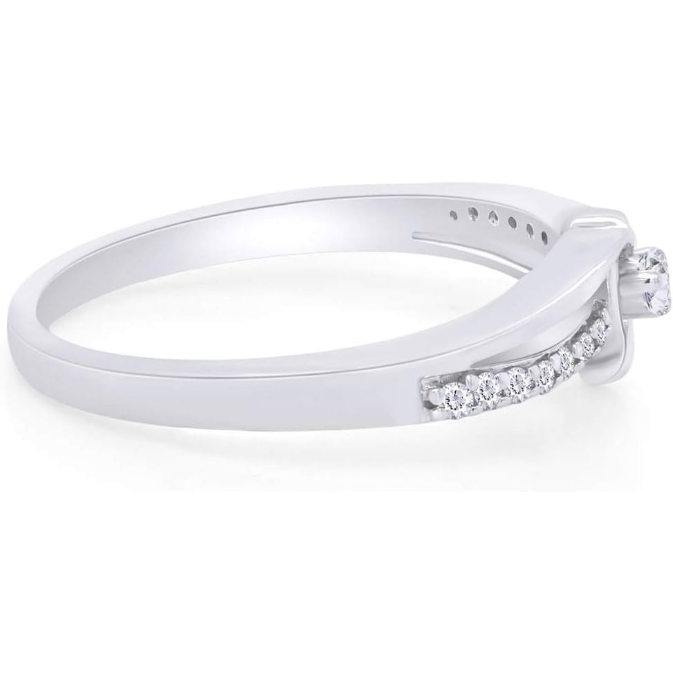 Split Shank Heart Bypass Promise Ring, Round Lab Grown Diamond Or Natural Diamond Engagement Ring for Women In 14k Gold Over Sterling Silver ( - Future Jewelry