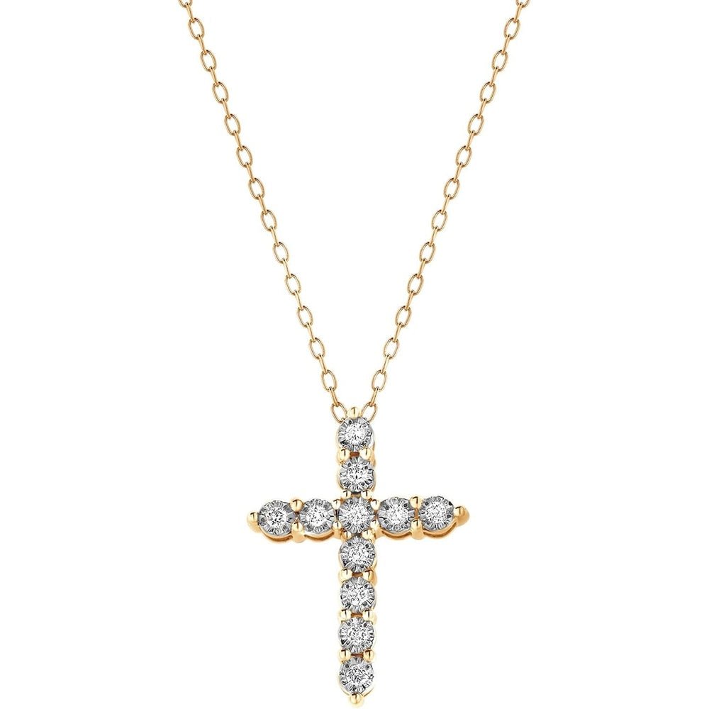 Sterling Silver 1/10 Carat Round Cut Lab Grown Diamond Cross Miracle Pendant Necklace for Women - Future Jewelry
