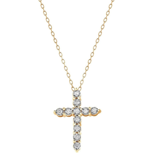 Sterling Silver 1/10 Carat Round Cut Lab Grown Diamond Cross Miracle Pendant Necklace for Women - Future Jewelry