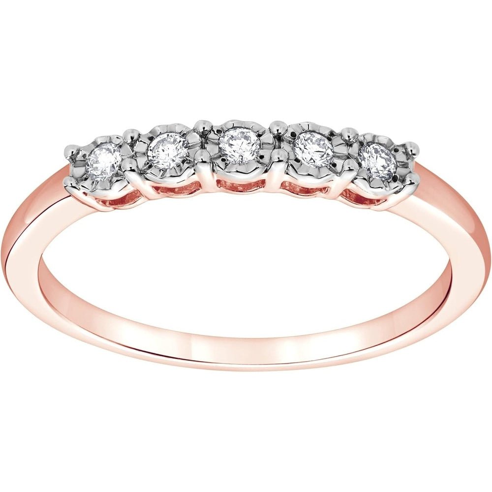 Sterling Silver 1/10 Carat Round Cut Lab Grown Diamond Five - Stone Band Ring for Women | (I - I1) | Fine Jewelry for Her | Gift Box Included - Future Jewelry