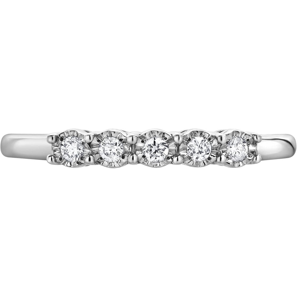 Sterling Silver 1/10 Carat Round Cut Lab Grown Diamond Five - Stone Band Ring for Women | (I - I1) | Fine Jewelry for Her | Gift Box Included - Future Jewelry