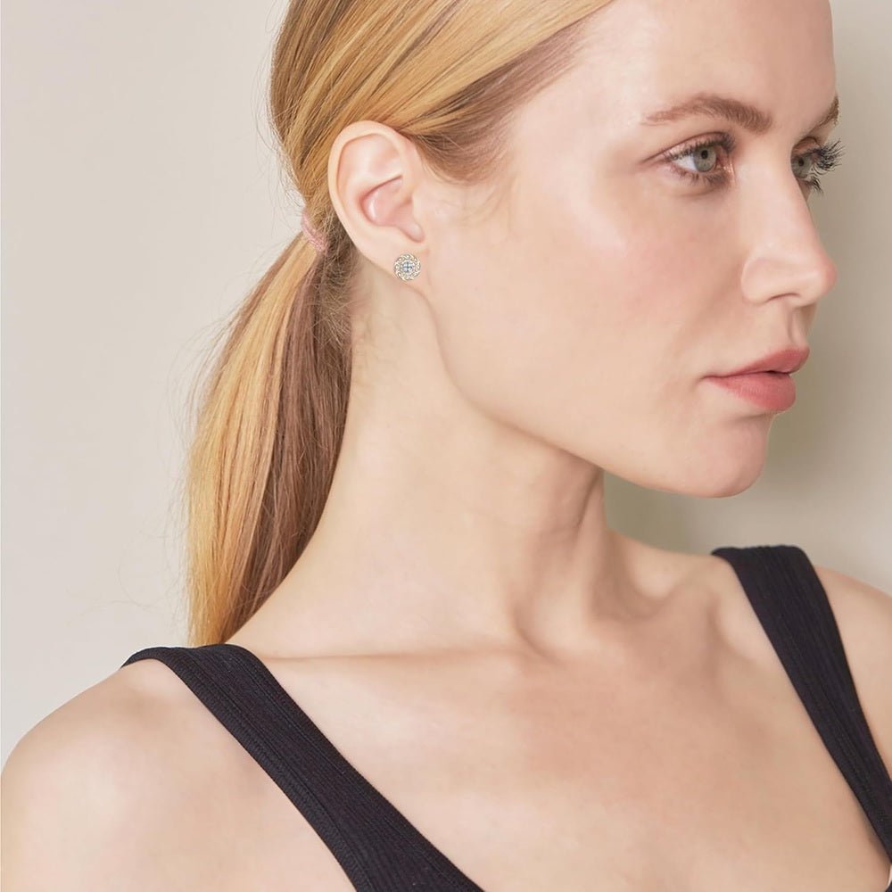 Sterling Silver 1/10 Carat Round Lab Grown Diamond Floral Stud Earrings for Women | (I - I1) | Fine Jewelry for Her | Gift Box Included - Future Jewelry
