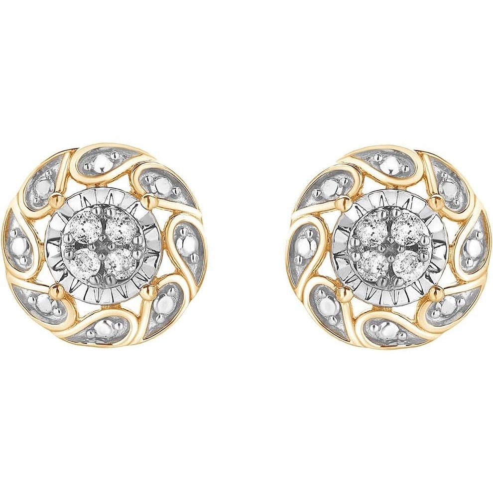 Sterling Silver 1/10 Carat Round Lab Grown Diamond Floral Stud Earrings for Women | (I - I1) | Fine Jewelry for Her | Gift Box Included - Future Jewelry