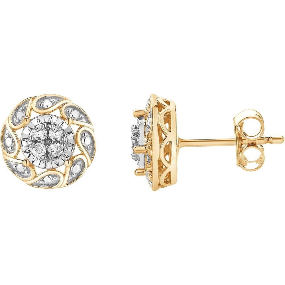 Sterling Silver 1/10 Carat Round Lab Grown Diamond Floral Stud Earrings for Women | (I - I1) | Fine Jewelry for Her | Gift Box Included - Future Jewelry