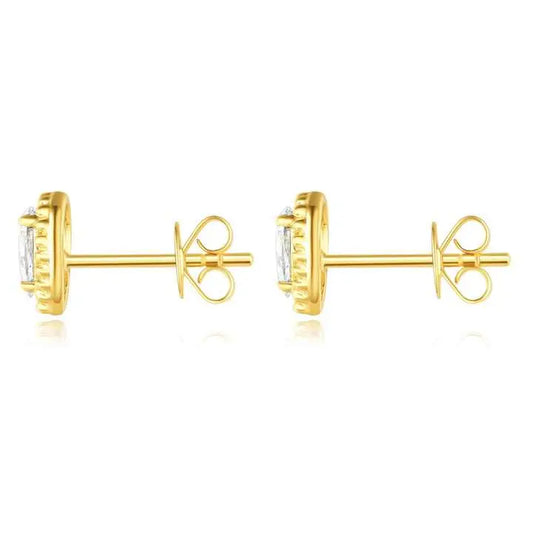 Stylish 18K Yellow Gold Stud Earrings Pear Cut Lab Grown Diamond Stud Earring - Future Jewelry