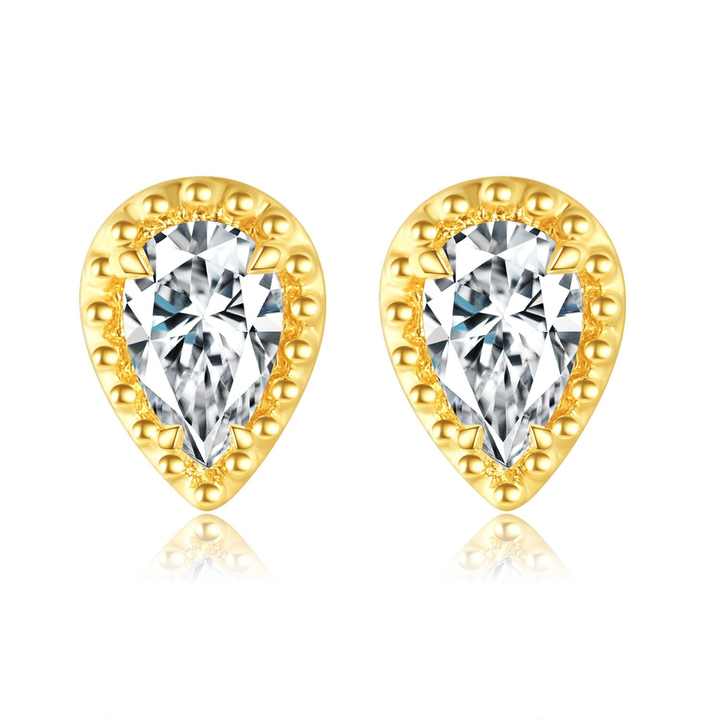 Stylish 18K Yellow Gold Stud Earrings Pear Cut Lab Grown Diamond Stud Earring - Future Jewelry