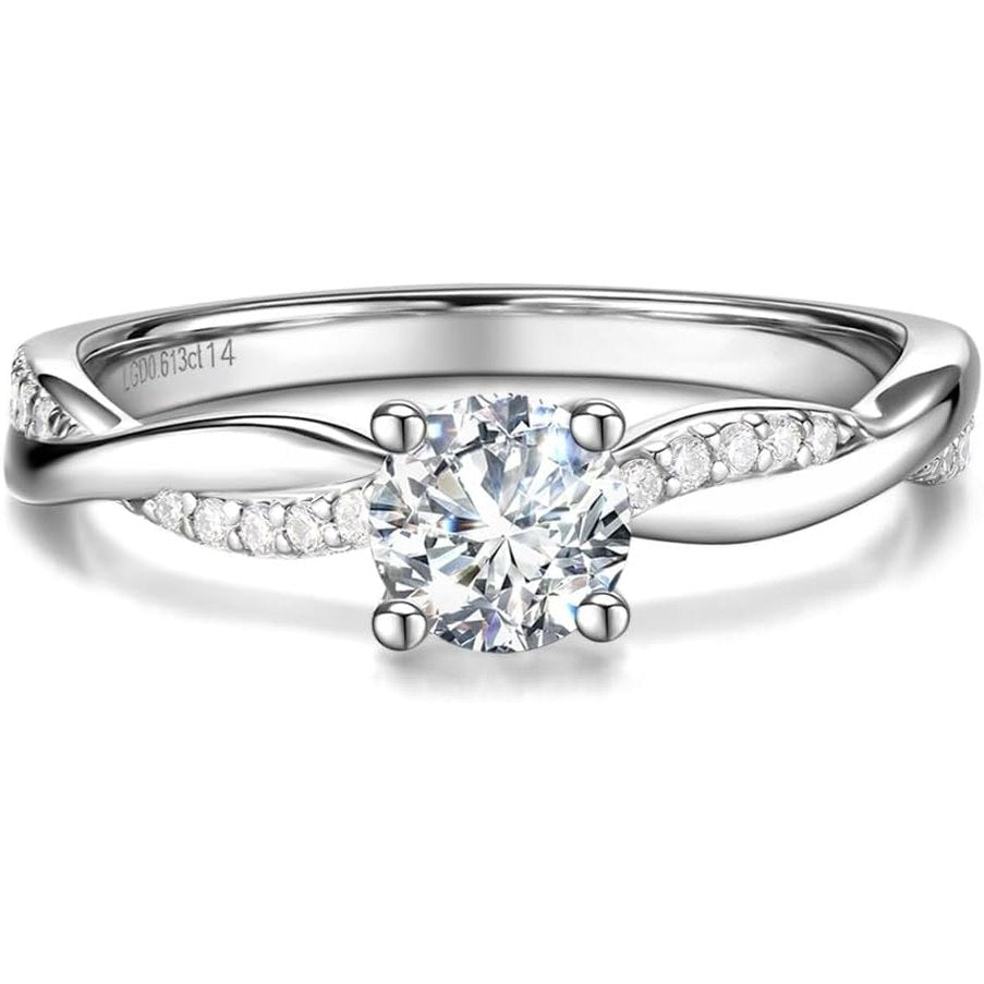 Symphony of Vows 0.4 - 1.14 Ct. Tw. Lab Grown Diamond Petite Twisted Vine Ring in Sterling Silver (0.3 - 1 Carat Main Stone) Engagement - Future Jewelry