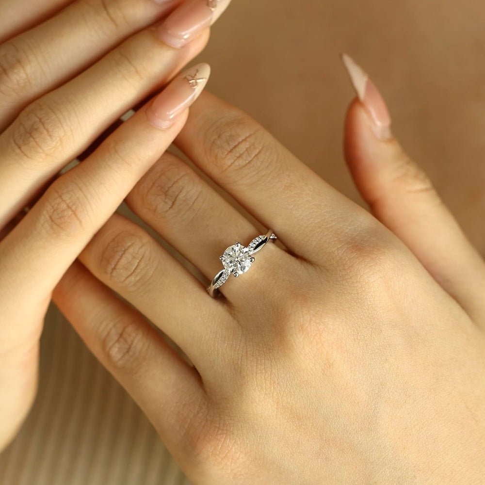 Symphony of Vows 0.4 - 1.14 Ct. Tw. Lab Grown Diamond Petite Twisted Vine Ring in Sterling Silver (0.3 - 1 Carat Main Stone) Engagement - Future Jewelry