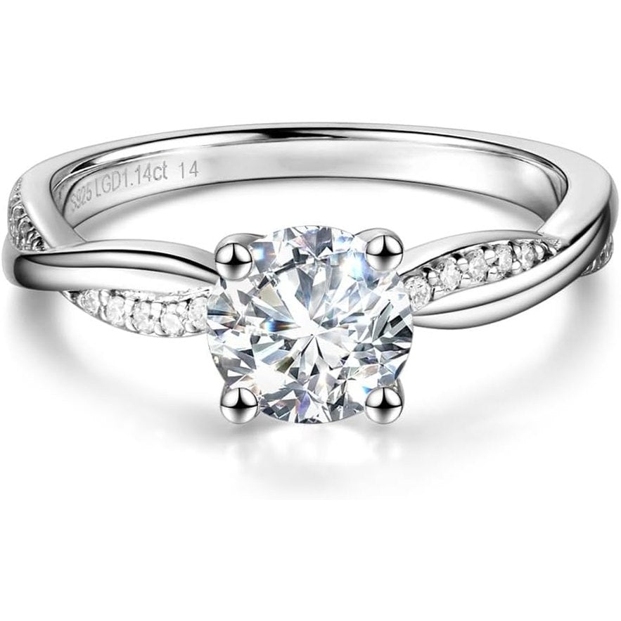 Symphony of Vows 0.4 - 1.14 Ct. Tw. Lab Grown Diamond Petite Twisted Vine Ring in Sterling Silver (0.3 - 1 Carat Main Stone) Engagement - Future Jewelry