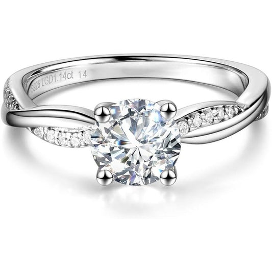 Symphony of Vows 0.4 - 1.14 Ct. Tw. Lab Grown Diamond Petite Twisted Vine Ring in Sterling Silver (0.3 - 1 Carat Main Stone) Engagement - Future Jewelry