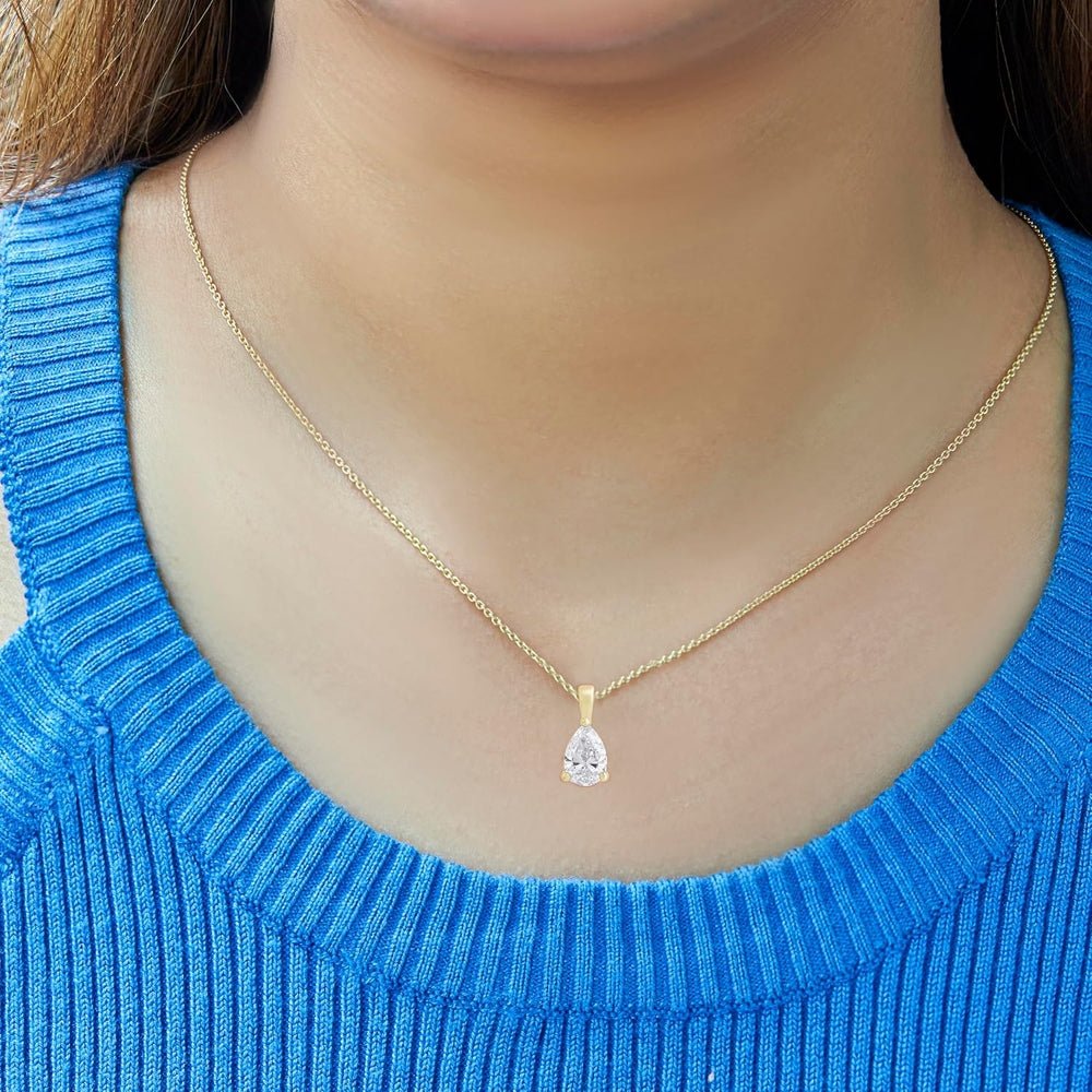 Tear Drop Lab Grown Diamond Pendant in 14K Gold Options - Future Jewelry