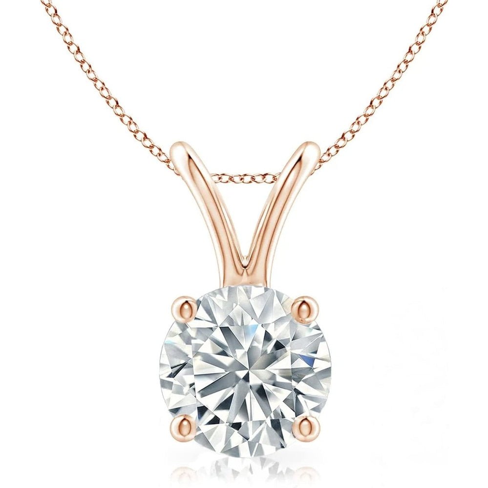 The Diamond Deal .25 - 1.00 Carat Round Brilliant Solitaire IGI Certifed Lab - Grown Diamond Solitaire Pendant Necklace | 14k Yellow or White or Rose/Pink Gold With 18" Gold Chain - Future Jewelry