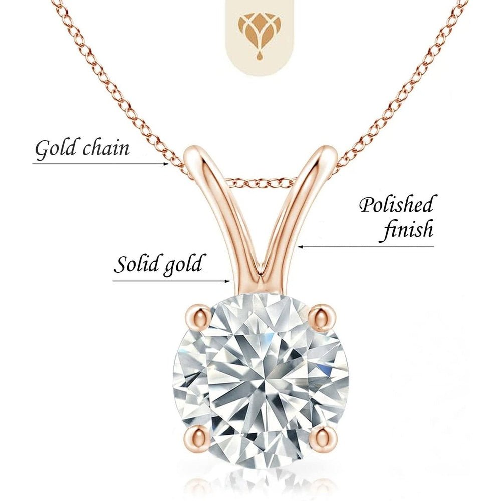 The Diamond Deal .25 - 1.00 Carat Round Brilliant Solitaire IGI Certifed Lab - Grown Diamond Solitaire Pendant Necklace | 14k Yellow or White or Rose/Pink Gold With 18" Gold Chain - Future Jewelry