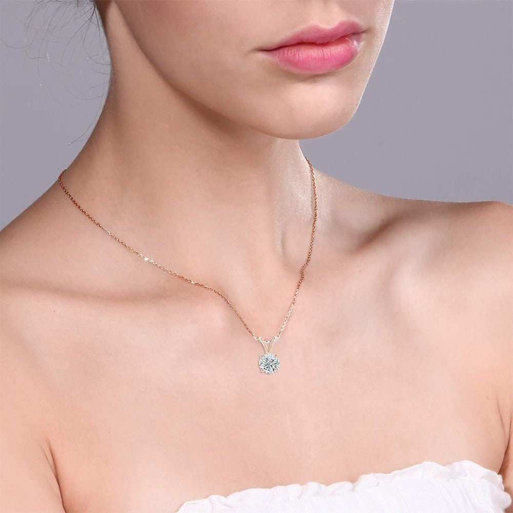 The Diamond Deal .25 - 1.00 Carat Round Brilliant Solitaire IGI Certifed Lab - Grown Diamond Solitaire Pendant Necklace | 14k Yellow or White or Rose/Pink Gold With 18" Gold Chain - Future Jewelry