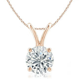 0.25 to 1 Carat Round Lab Grown Diamond Pendant Necklace, 14K Gold