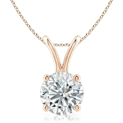 0.25 to 1 Carat Round Lab Grown Diamond Pendant Necklace, 14K Gold