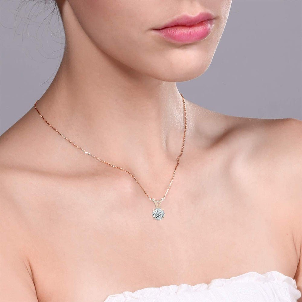 The Diamond Deal .25 - 1.00 Carat Round Brilliant Solitaire IGI Certifed Lab - Grown Diamond Solitaire Pendant Necklace | 14k Yellow or White or Rose/Pink Gold With 18" Gold Chain - Future Jewelry